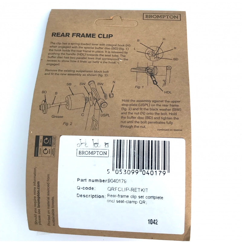 Brompton Rear Frame Clip Retrofit Kit with QR Seat Clamp