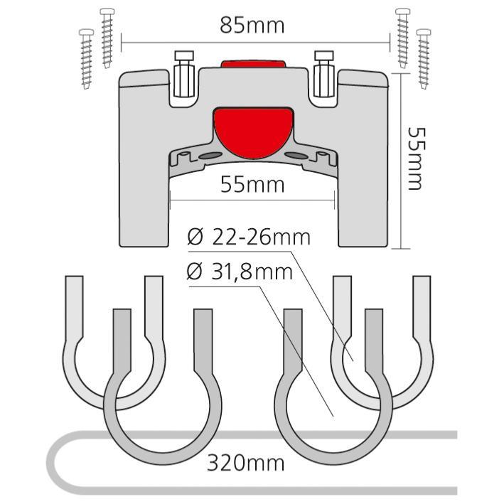 Klickfix OS22/26-31.8mm Handlebar Bracket Mount with Clamps