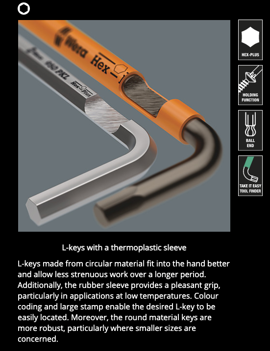 Wera 950/9 Hex-Plus Multicolor HF-1 L-Keys with Holding function