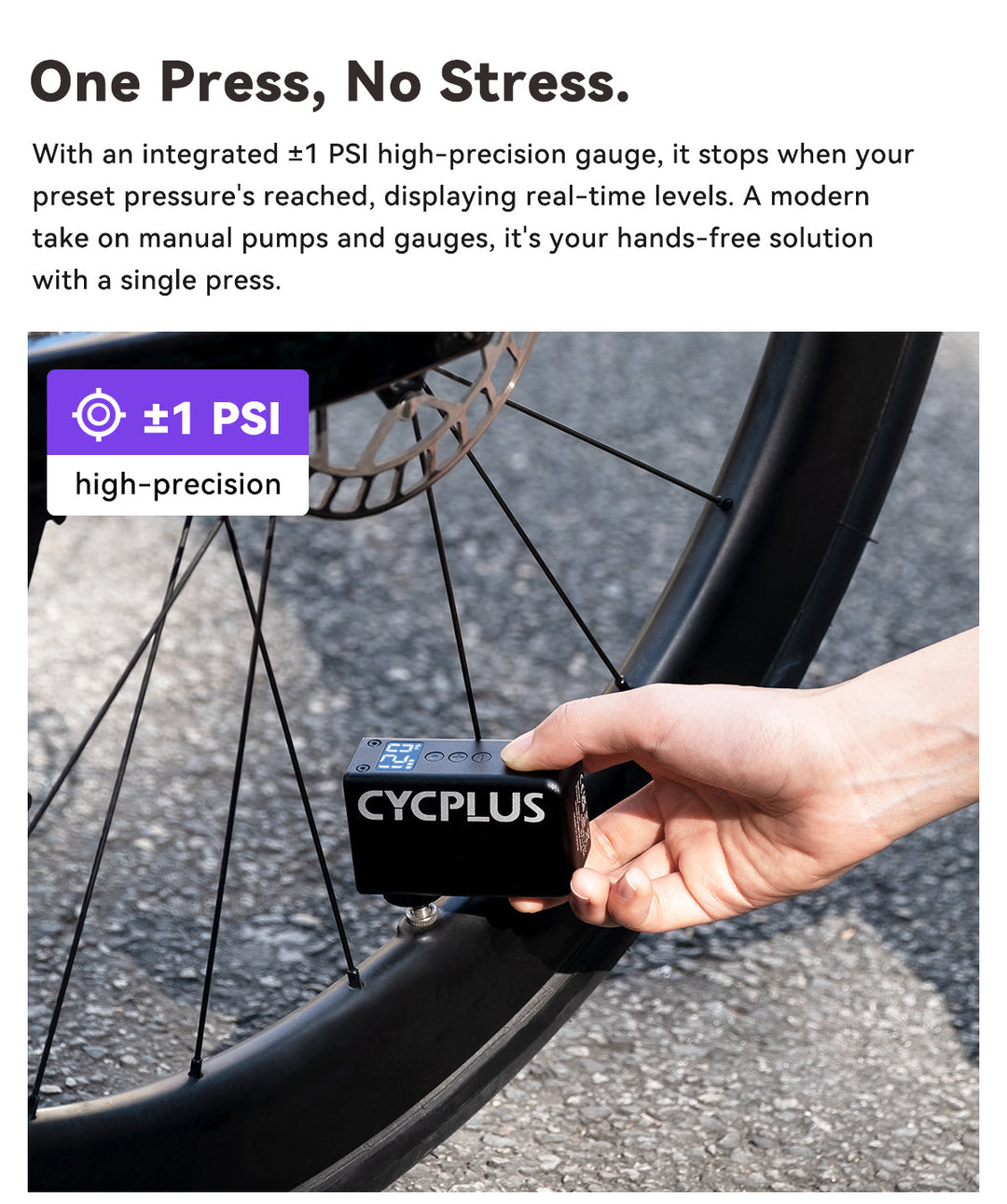 Cycplus AS2 PRO Mini E-Pump with Gauge
