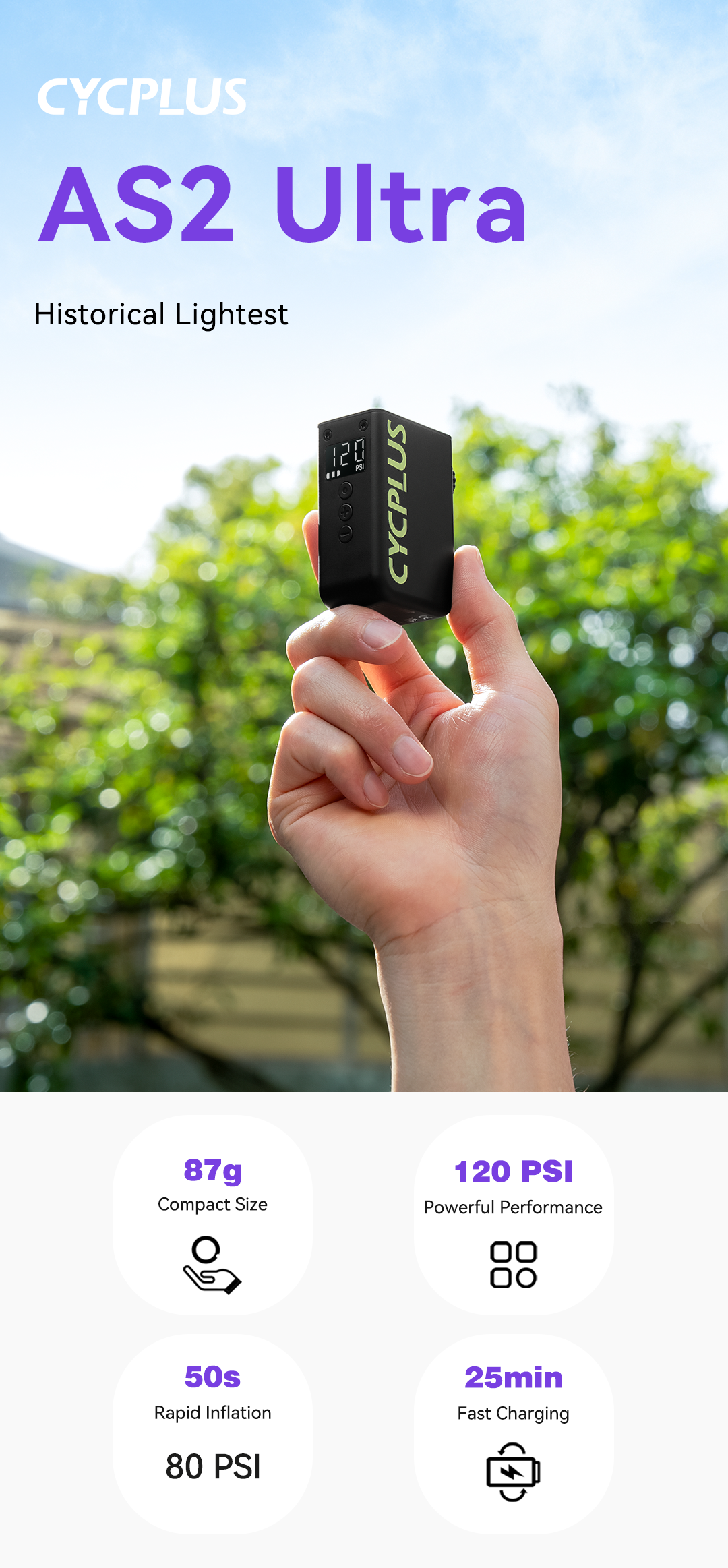 Cycplus AS2 PRO ULTRA Tiny E-Pump with Gauge