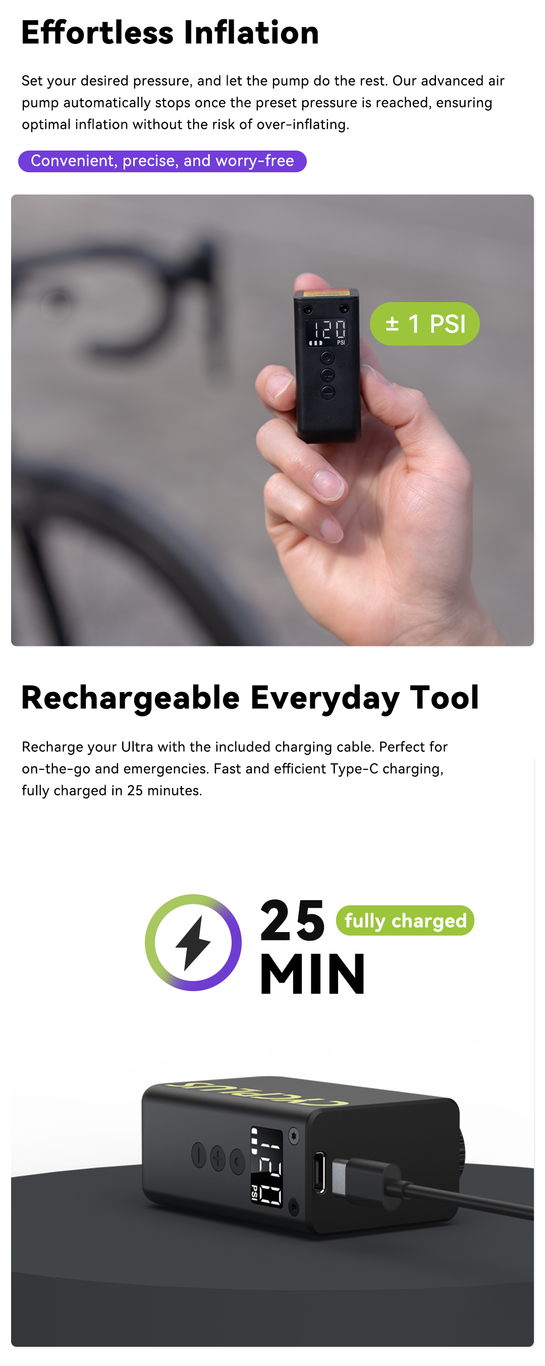 Cycplus AS2 PRO ULTRA Tiny E-Pump with Gauge