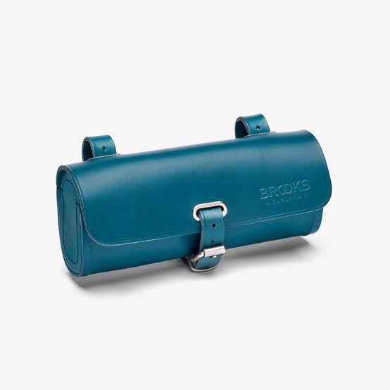 Brooks Teal Leather Set - B17 Saddle, Challenge Tool Bag, Slender Leather Grips