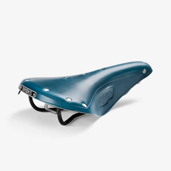 Brooks Teal Leather Set - B17 Saddle, Challenge Tool Bag, Slender Leather Grips