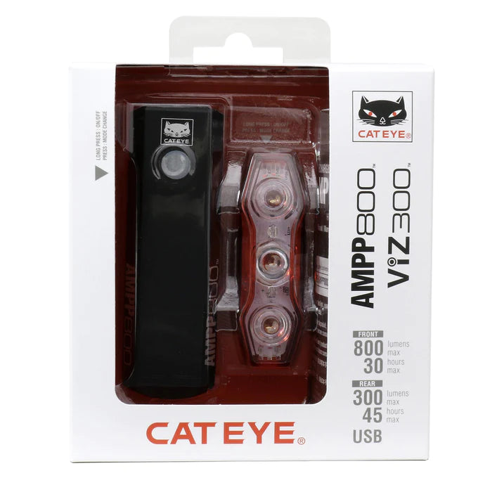 Cateye Combo Kit AMPP 800 ViZ 300 Bikeary Bicycle Lifestyle
