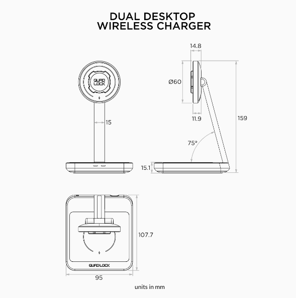 Quad Lock MAG Dual Desktop Wireless Charger
