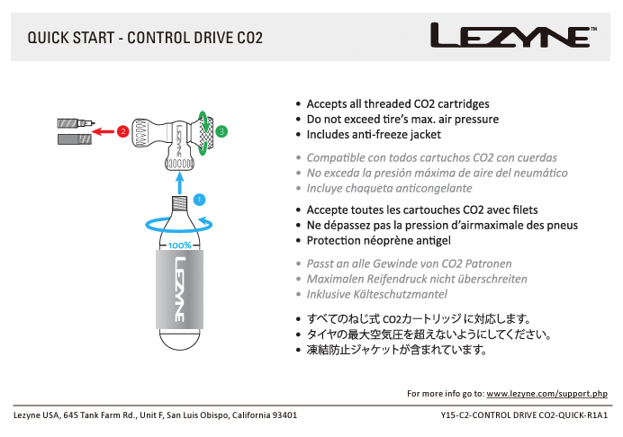 Lezyne CO2 Systems Control Drive with 16g CO2