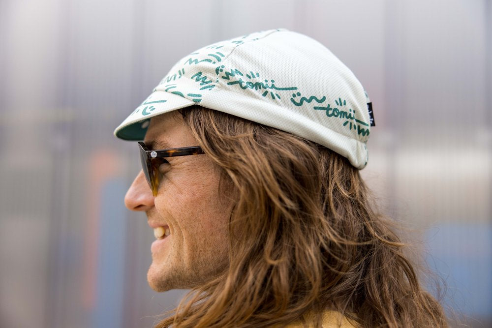 TOMII CYCLES TC x WB: Cycling Cap - Green & Cream